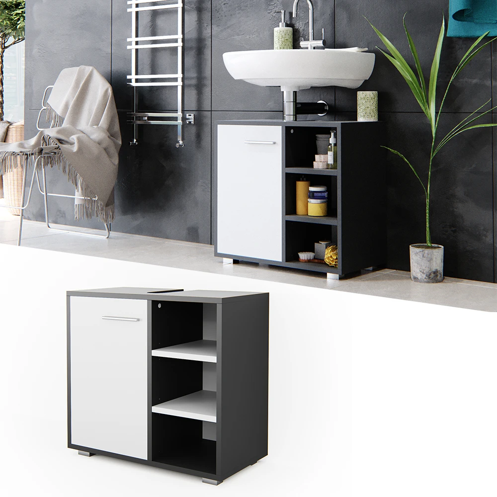 Waschbeckenunterschrank "Perry" Anthrazit/Weiß 60 X 55.6 Cm Vicco 4 Waschbeckenunterschrank "Perry" Anthrazit/Weiß 60 X 55.6 Cm Vicco – Bild 2