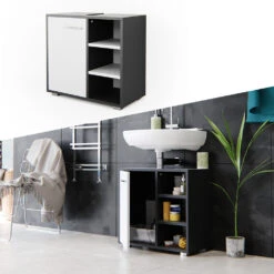 Waschbeckenunterschrank "Perry" Anthrazit/Weiß 60 X 55.6 Cm Vicco 15 Waschbeckenunterschrank "Perry" Anthrazit/Weiß 60 X 55.6 Cm Vicco -Möbel Store m1455 07 ol