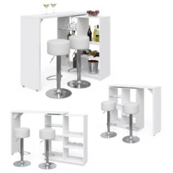 Bartisch Set "Vega" Weiß 138 X 39 Cm Mit 2 Barhockern Vicco -Möbel Store m1534 hw 08 ol