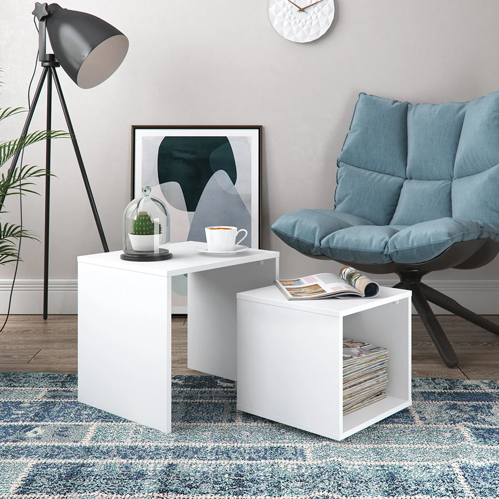 Couchtisch Set Weiß 45 X 48 Cm 2 Teile Vicco 6 Couchtisch Set Weiß 45 X 48 Cm 2 Teile Vicco – Bild 4