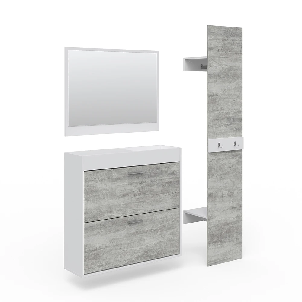 Garderobe "SanRemo" Beton/Weiß X Cm 3 Teile Vicco 3 Garderobe "SanRemo" Beton/Weiß X Cm 3 Teile Vicco