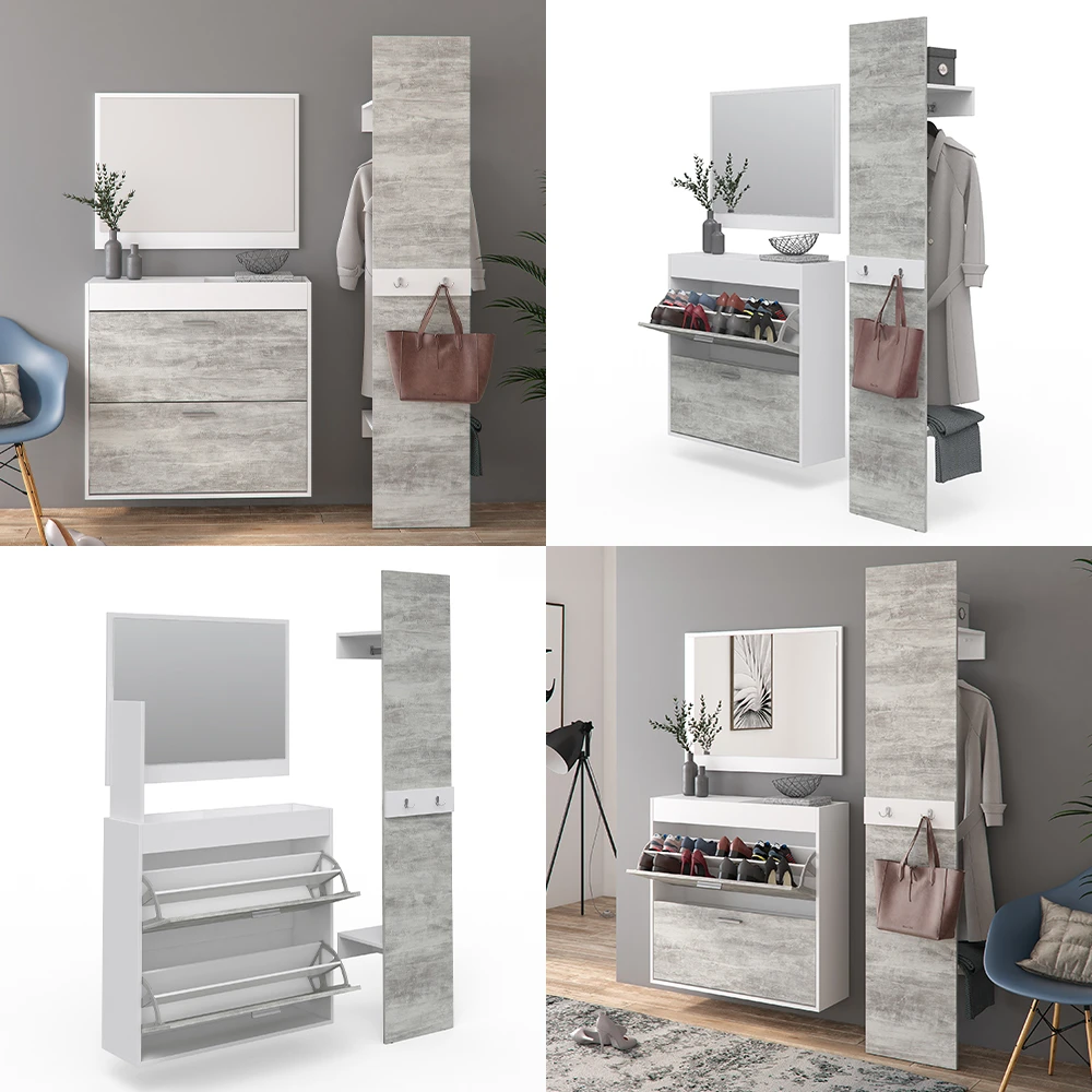 Garderobe "SanRemo" Beton/Weiß X Cm 3 Teile Vicco 10 Garderobe "SanRemo" Beton/Weiß X Cm 3 Teile Vicco – Bild 8