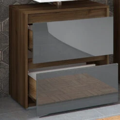 Waschtischunterschrank „Majest" Nussbraun/Anthrazit Hochglanz Vicco -Möbel Store m1800 05 ol