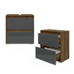 Waschtischunterschrank „Majest" Nussbraun/Anthrazit Hochglanz Vicco -Möbel Store m1800 07 ol