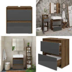 Waschtischunterschrank „Majest" Nussbraun/Anthrazit Hochglanz Vicco -Möbel Store m1800 08 ol
