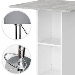 Bartisch Set "Rodeo" Beton/Weiß 70 X 70 Cm Mit 2 Barhockern Vicco -Möbel Store m1842 hg 06 ol