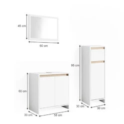 Badmöbel Set "Emma" Weiß/Sonoma 3 Teile, Mit Midischrank Vicco 12 Badmöbel Set "Emma" Weiß/Sonoma 3 Teile, Mit Midischrank Vicco -Möbel Store m1858 03 ol