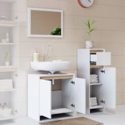 Badmöbel Set "Emma" Weiß/Sonoma 3 Teile, Mit Midischrank Vicco 13 Badmöbel Set "Emma" Weiß/Sonoma 3 Teile, Mit Midischrank Vicco -Möbel Store m1858 04 ol