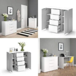 Sideboard "Leon" Weiß 100 X 84 Cm Vicco -Möbel Store m1943 08 ol