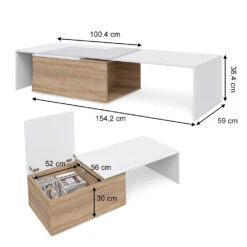 Couchtisch "Leo" Sonoma/Weiß 154 X 38 Cm Vicco -Möbel Store m2070 03 ol