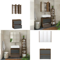 Badmöbelset "Majest" Nussbraun/Anthrazit Hochglanz 2er Set Vicco -Möbel Store m2112 08 ol