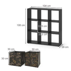 Raumteiler "Nove" Schwarz 104 X 108 Cm Mit 4 Faltboxen Opt.2 Vicco -Möbel Store m2190 fb4678 03 ol
