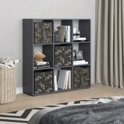 Raumteiler "Nove" Schwarz 104 X 108 Cm Mit 4 Faltboxen Opt.2 Vicco -Möbel Store m2190 fb4678 04 ol