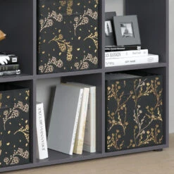 Raumteiler "Nove" Schwarz 104 X 108 Cm Mit 4 Faltboxen Opt.2 Vicco -Möbel Store m2190 fb4678 05 ol