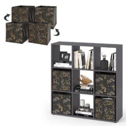 Raumteiler "Nove" Schwarz 104 X 108 Cm Mit 4 Faltboxen Opt.2 Vicco -Möbel Store m2190 fb4678 07 ol