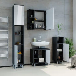 Midischrank "Fynn" Anthrazit/Weiß Hochglanz 30 X 95 Cm Vicco -Möbel Store m2193 04 ol