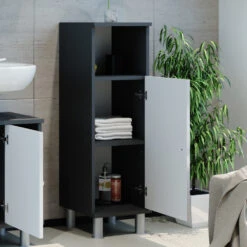 Midischrank "Fynn" Anthrazit/Weiß Hochglanz 30 X 95 Cm Vicco -Möbel Store m2193 05 ol