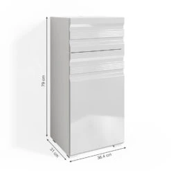 Midischrank "Freddy" Weiß Hochglanz 36 X 79 Cm Vicco -Möbel Store m2299 03 ol