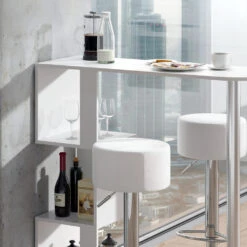 Bartisch-Set "Vincent" Weiß 113 X 40 Cm Mit 2 Barhockern Vicco -Möbel Store m2312 hw 05 ol