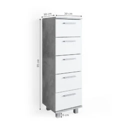 Badschrank "Ilias" Beton/Weiß 30 X 95 Cm Vicco -Möbel Store m2388 03 ol
