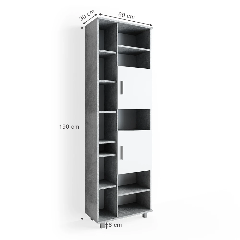 Badschrank "Ilias" Beton/Weiß 60 X 190 Cm Vicco 5 Badschrank "Ilias" Beton/Weiß 60 X 190 Cm Vicco – Bild 3