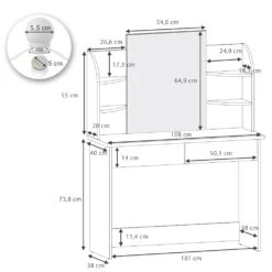 Schminktisch "Charlotte" Goldkraft Eiche 108 Cm Mit LED Beleuchtung Vicco 11 Schminktisch "Charlotte" Goldkraft Eiche 108 Cm Mit LED Beleuchtung Vicco -Möbel Store m2462 l 03 ol