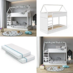Etagenbett "Massimo" Weiß 90x200 Cm Mit 2 Matratzen Vitalispa -Möbel Store m2492 m 08 ol