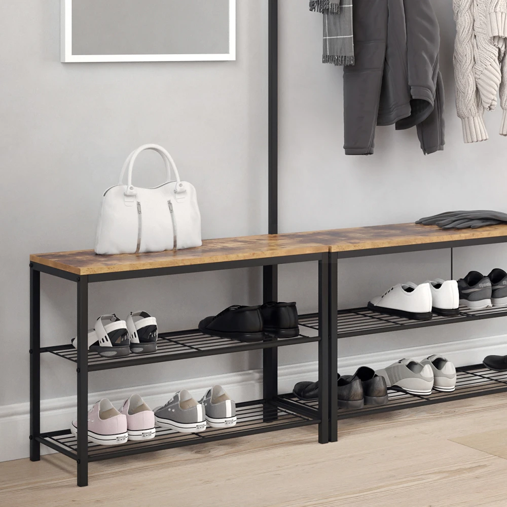 Schuhbank "Fyrk" Eiche Rustikal/Schwarz 70 X 51.5 Cm Vicco 7 Schuhbank "Fyrk" Eiche Rustikal/Schwarz 70 X 51.5 Cm Vicco – Bild 5