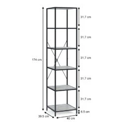 Raumteiler "Fyrk" Beton/Schwarz 40 X 174 Cm Vicco -Möbel Store m2514 03 new ol