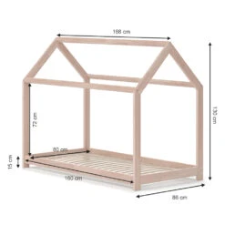 Hausbett "Wiki" Naturholz 80x160 Cm Mit Matratze Vitalispa -Möbel Store m2531 m 03 ol