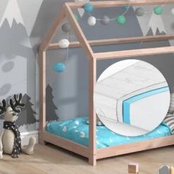 Hausbett "Wiki" Naturholz 80x160 Cm Mit Matratze Vitalispa -Möbel Store m2531 m 05 ol