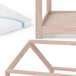 Hausbett "Wiki" Naturholz 80x160 Cm Mit Matratze Vitalispa -Möbel Store m2531 m 06 ol
