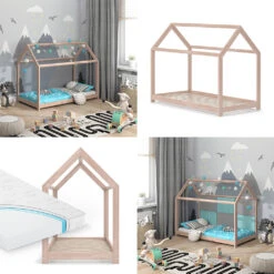 Hausbett "Wiki" Naturholz 80x160 Cm Mit Matratze Vitalispa -Möbel Store m2531 m 08 ol
