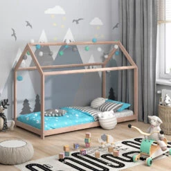 Hausbett "Wiki" Naturholz 90x200 Cm Vitalispa -Möbel Store m2533 04 ol