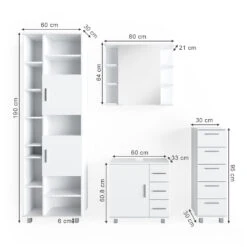 Badmöbel Set "Ilias" Weiß 4 Teile, Mit Hochschrank Vicco 12 Badmöbel Set "Ilias" Weiß 4 Teile, Mit Hochschrank Vicco -Möbel Store m2567 03 ol