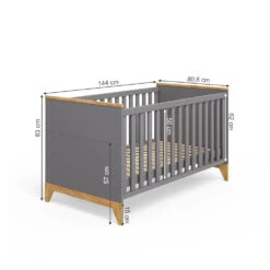 Babybett "Malia" 140 X 70cm Anthrazit Mit Matratze VitaliSpa -Möbel Store m2572 03 ol