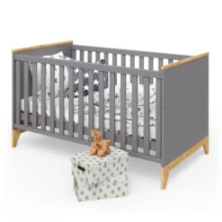 Babybett "Malia" 140 X 70cm Anthrazit Mit Matratze VitaliSpa -Möbel Store m2572 07 ol