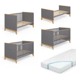 Babybett "Malia" 140 X 70cm Anthrazit Mit Matratze VitaliSpa -Möbel Store m2572 m 08 ol