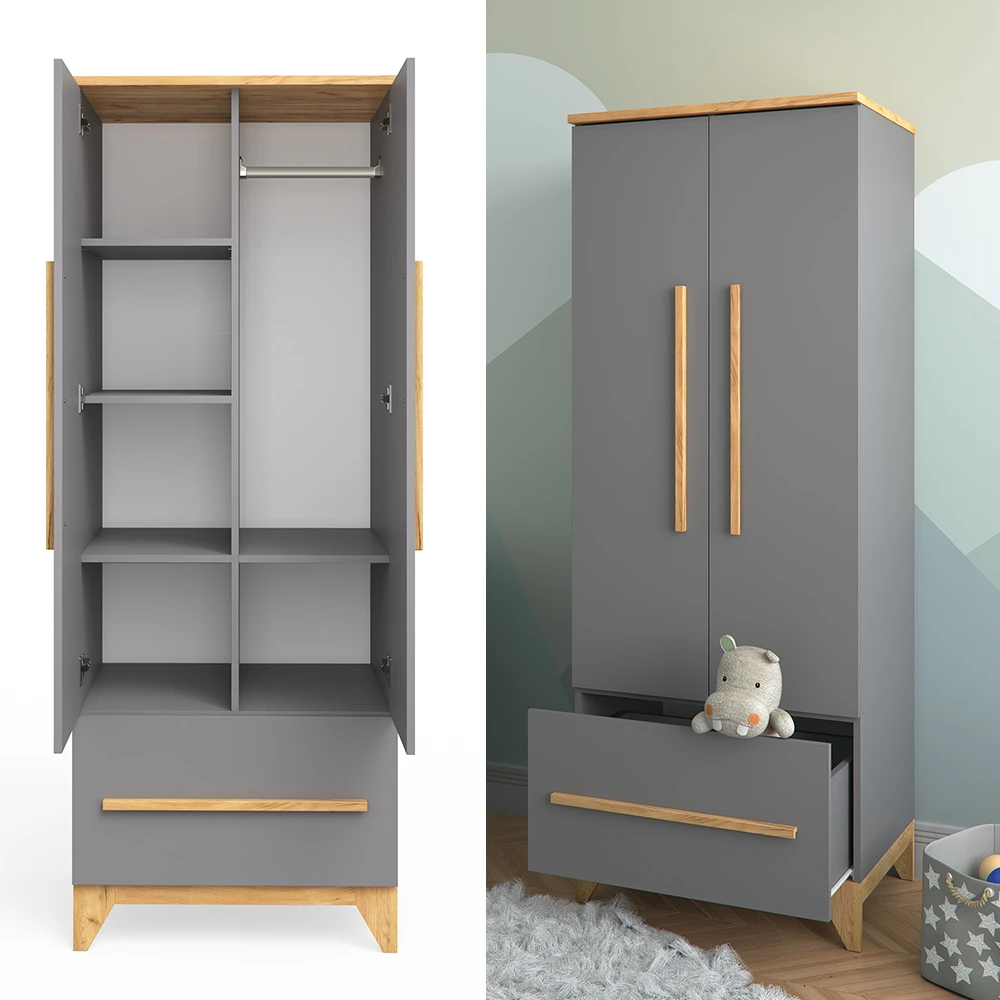 Kinderkleiderschrank "Malia" Anthrazit 70 X 187 Cm Vitalispa 4 Kinderkleiderschrank "Malia" Anthrazit 70 X 187 Cm Vitalispa – Bild 2