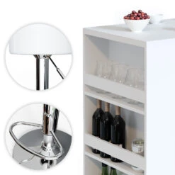 Bartisch Set Weiß 80 X 57 Cm Mit 2 Barhockern Vicco -Möbel Store m2590 hw 06 ol