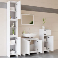 Badschrank "Emma" Weiß 30 X 190 Cm Vicco 13 Badschrank "Emma" Weiß 30 X 190 Cm Vicco -Möbel Store m2613 04 ol