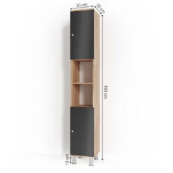 Badschrank "Fynn" Anthrazit/Goldkraft Eiche 30 X 190 Cm Vicco -Möbel Store m2620 03 ol