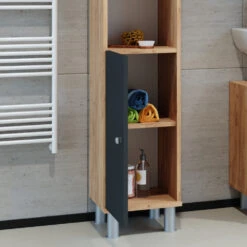 Badschrank "Fynn" Anthrazit/Goldkraft Eiche 30 X 190 Cm Vicco -Möbel Store m2620 05 ol