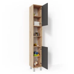 Badschrank "Fynn" Anthrazit/Goldkraft Eiche 30 X 190 Cm Vicco -Möbel Store m2620 07 ol