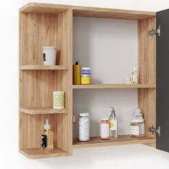 Bad Spiegelschrank "Fynn" Eiche/Anthrazit 80 X 64 Cm Vicco -Möbel Store m2622 06 ol