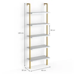 Leiterregal "Ava" Weiß/Gold 60 X 183 Cm Vicco -Möbel Store m2636 03 ol