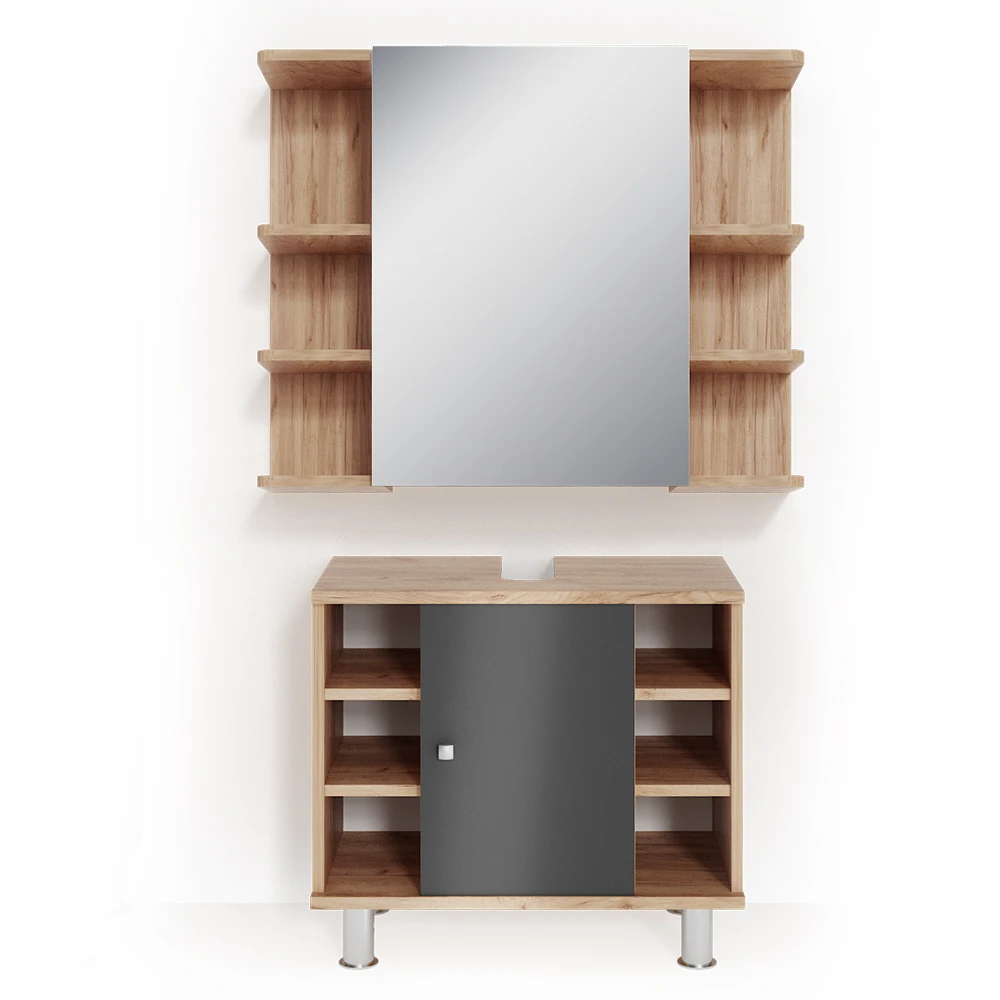 Badmöbel Set "Fynn" Eiche/Anthrazit 2 Teile Vicco 3 Badmöbel Set "Fynn" Eiche/Anthrazit 2 Teile Vicco
