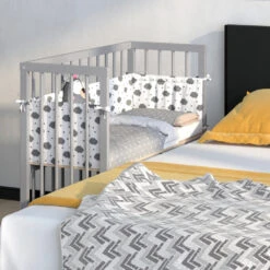 Beistellbett "Sophie" Grau 40 X 90 Cm 1 Seitenschiene Vitalispa -Möbel Store m2681 05 ol