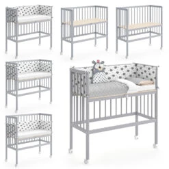 Beistellbett "Sophie" Grau 40 X 90 Cm 1 Seitenschiene Vitalispa -Möbel Store m2681 07 ol