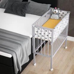 Beistellbett "Sophie" Grau 40 X 90 Cm 2 Seitenschienen Vitalispa -Möbel Store m2683 04 ol